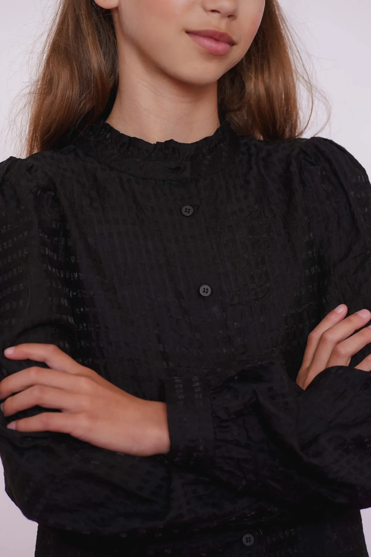 Tops & T-shirts | Blouses*Geisha Fashion Geisha Girls Ruffle Blousje 43633K-26 zwart