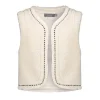 Truien & Vesten*Geisha Fashion Geisha Girls Teddy Gilet Met Broderie 45553K-19 off-white