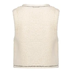 Truien & Vesten*Geisha Fashion Geisha Girls Teddy Gilet Met Broderie 45553K-19 off-white