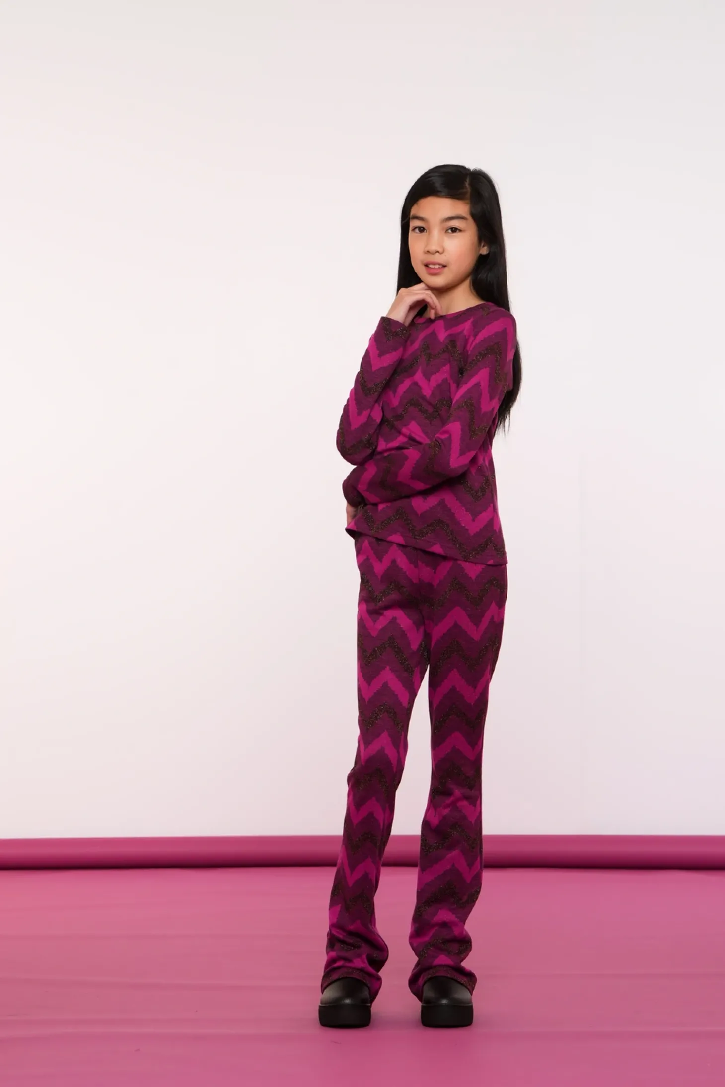 Tops & T-shirts*Geisha Fashion Geisha Girls Top Met Zigzag Print 42668K-20 fuchsia