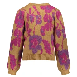 Truien & Vesten*Geisha Fashion Geisha Girls Trui Met Geborduurde Bloemenprint 44592K-43 sand