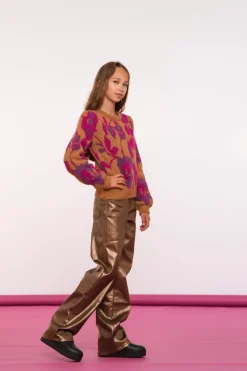 Truien & Vesten*Geisha Fashion Geisha Girls Trui Met Geborduurde Bloemenprint 44592K-43 sand