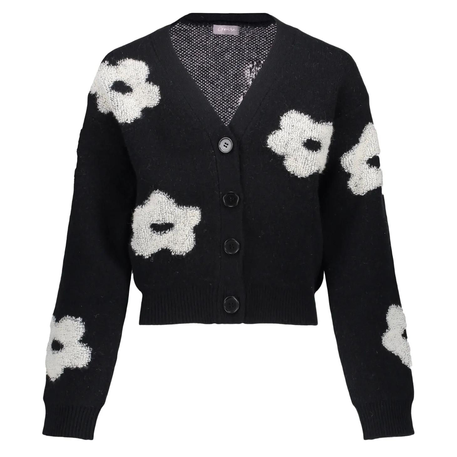 Truien & Vesten*Geisha Fashion Geisha Girls Vestje Met Bloemen 44506K-10 zwart